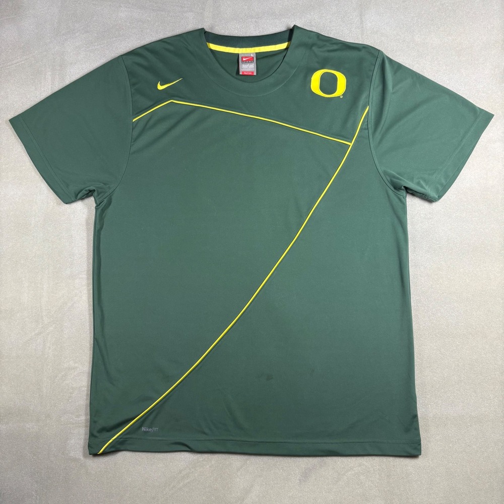 Nike Oregon Ducks Team Training Shirt Mens Large Green Nike FIT DRY Athletic Tee